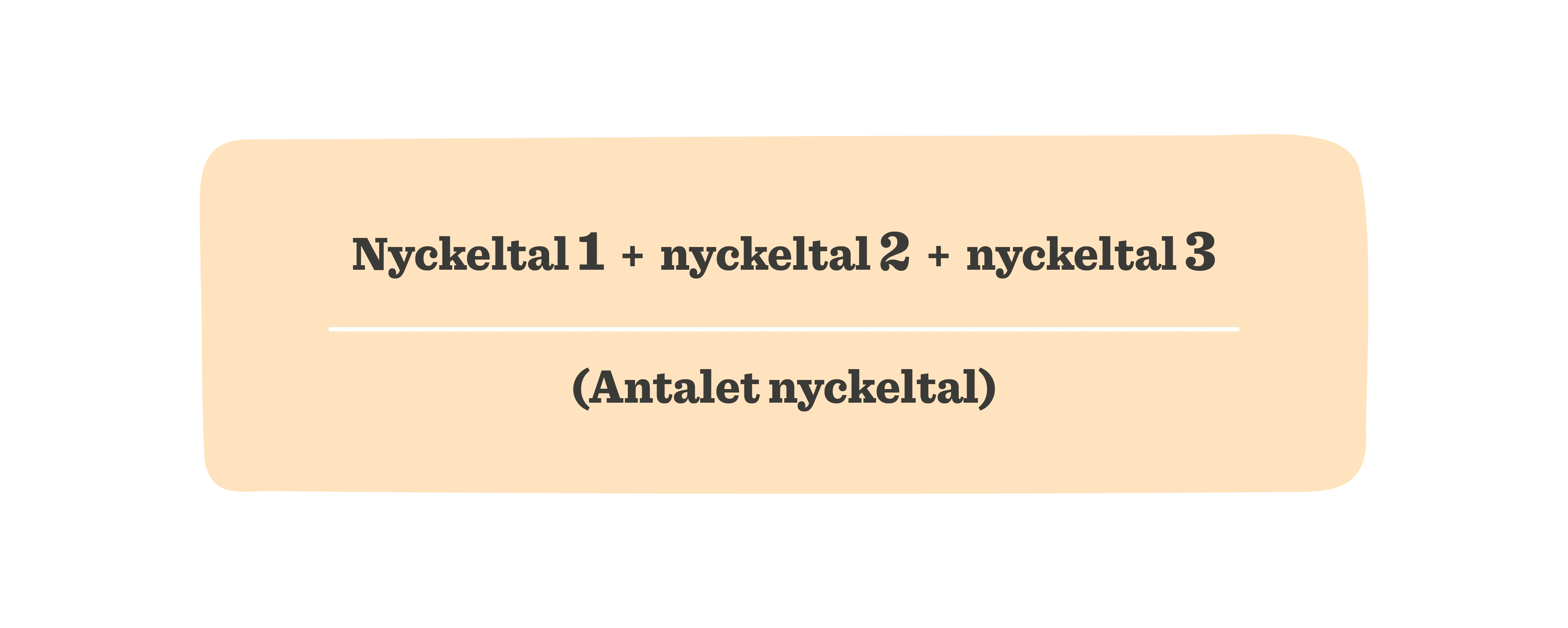 Nyckeltal division with three calculations in bold; orange background indicates summation of key metrics, Summation of key metrics in bold format against an orange backdrop