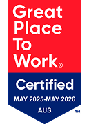 Great Place To Work Certified badge for Australia, valid May 2025 to May 2026, emphasizing workplace quality and recognition., GreatPlaceToWork, CertifiedAustralia
