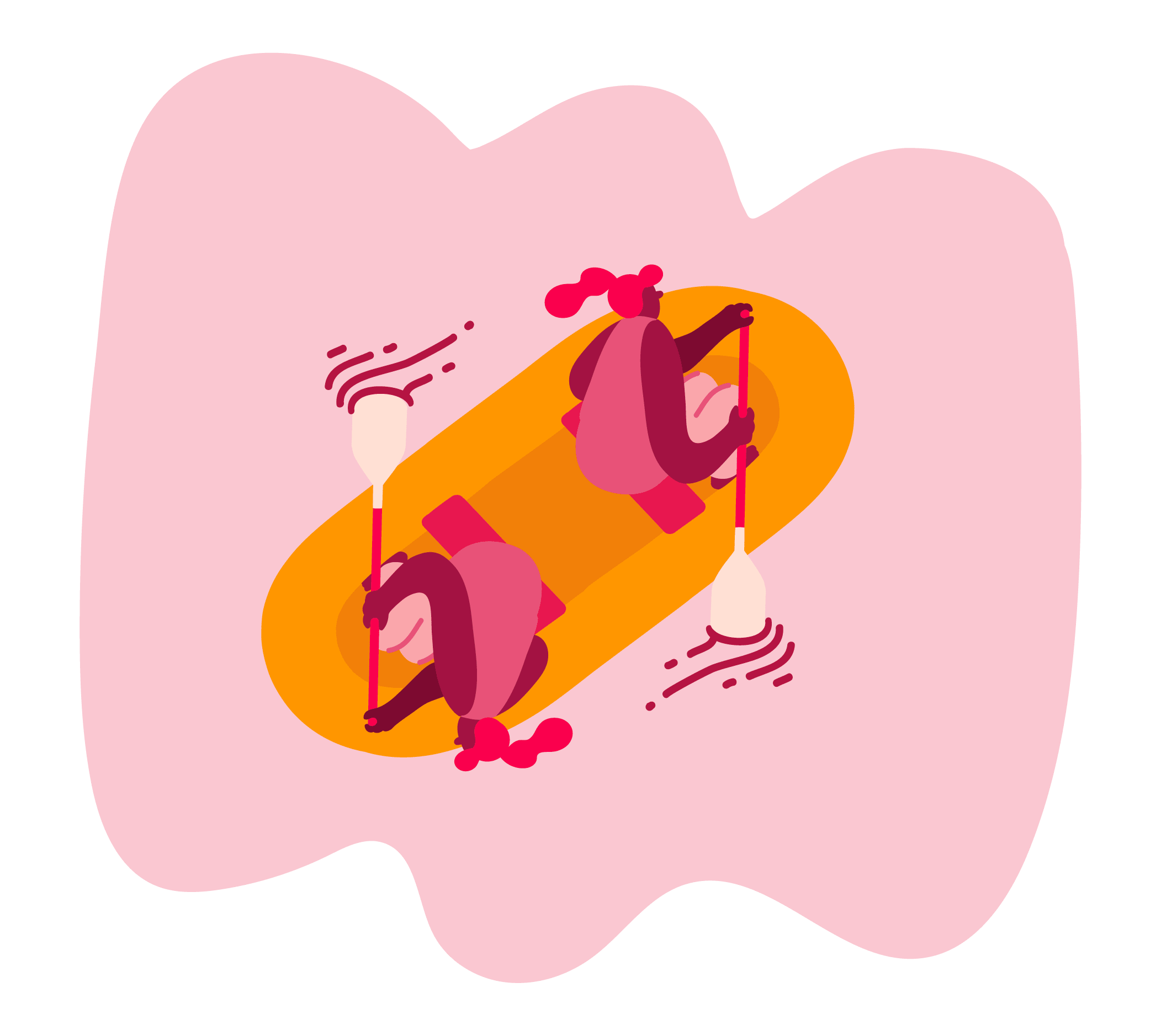 kayakers, colorful-background