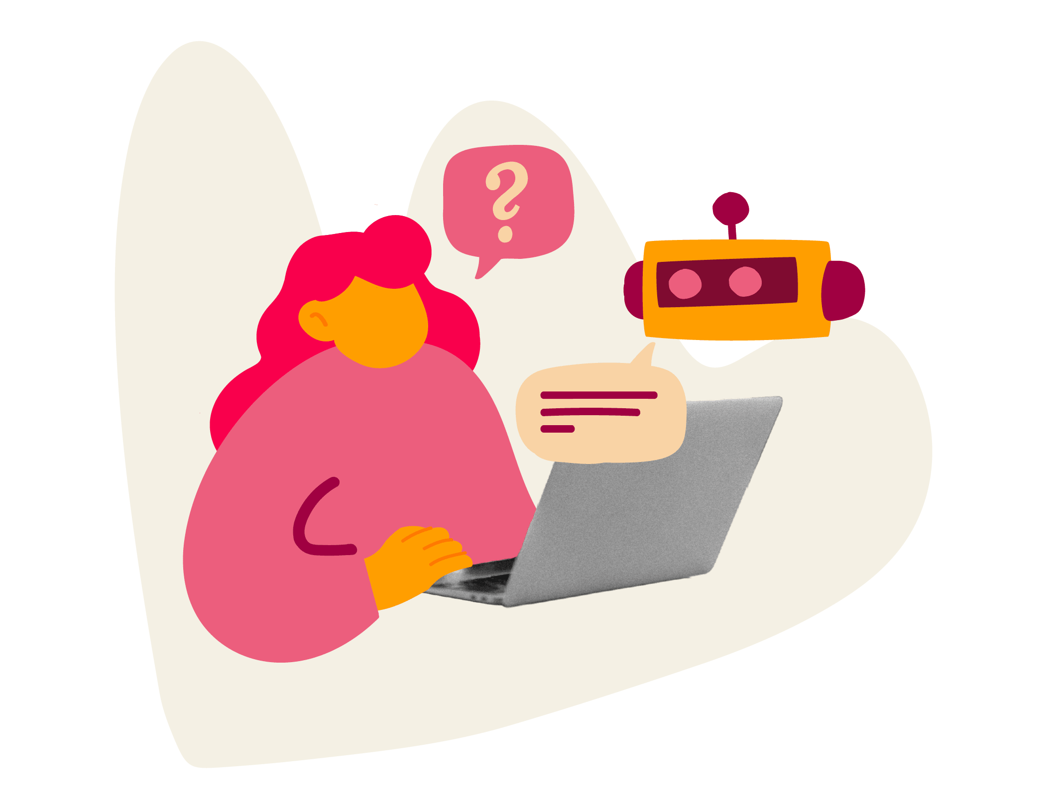 woman-with-laptop-and-chatbot, digital-assistant-interaction