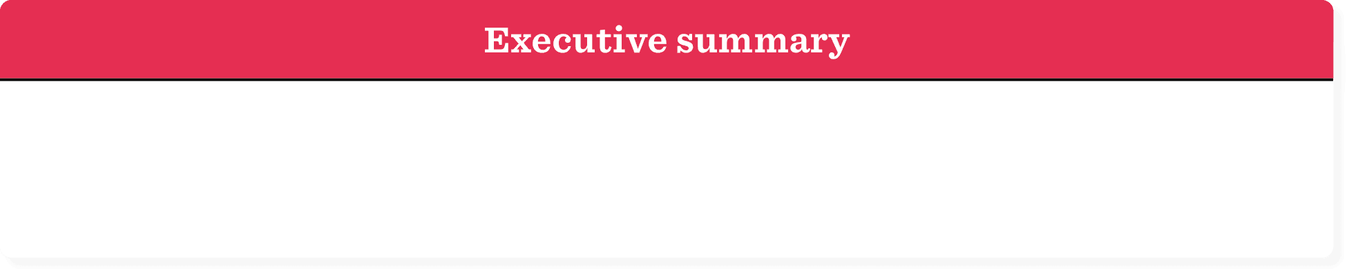 executive summary presentation in bold red header on white background, clear layout for professional document overview