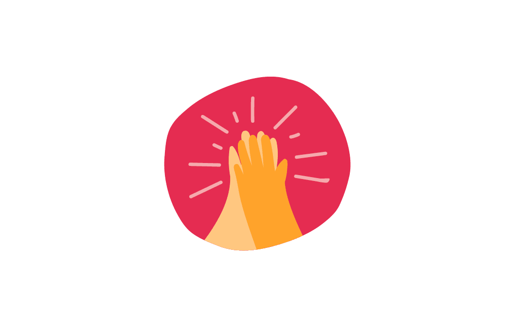 hands high five, celebration interaction with bright background