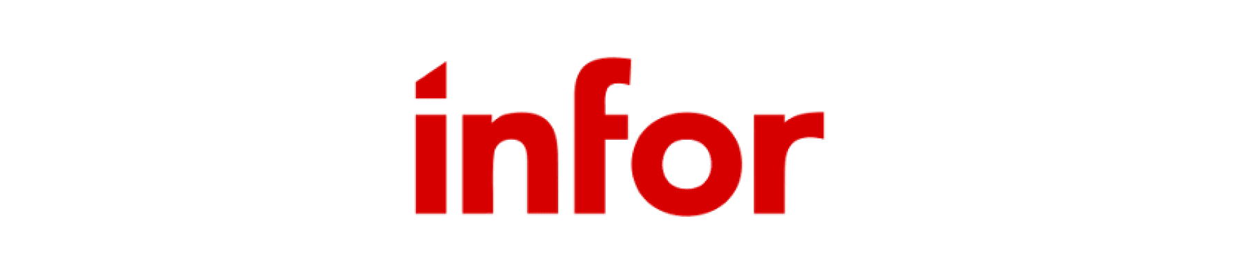 infor logo in bold red on black background representing technology solutions and business intelligence, business tech branding logo