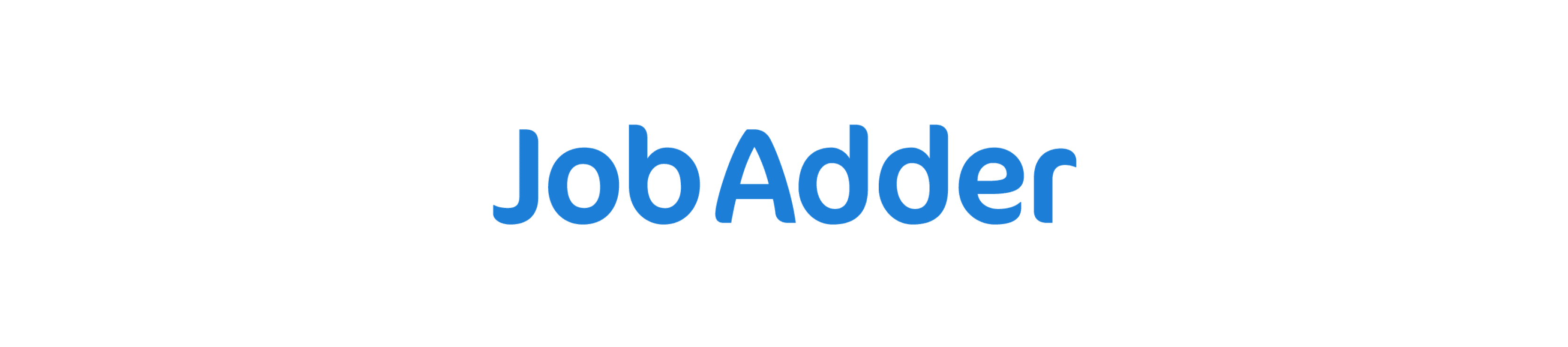 JobAdder logo featuring bold blue text on a transparent background, representing a recruitment software platform, JobAdder recruitment software logo design in blue color.