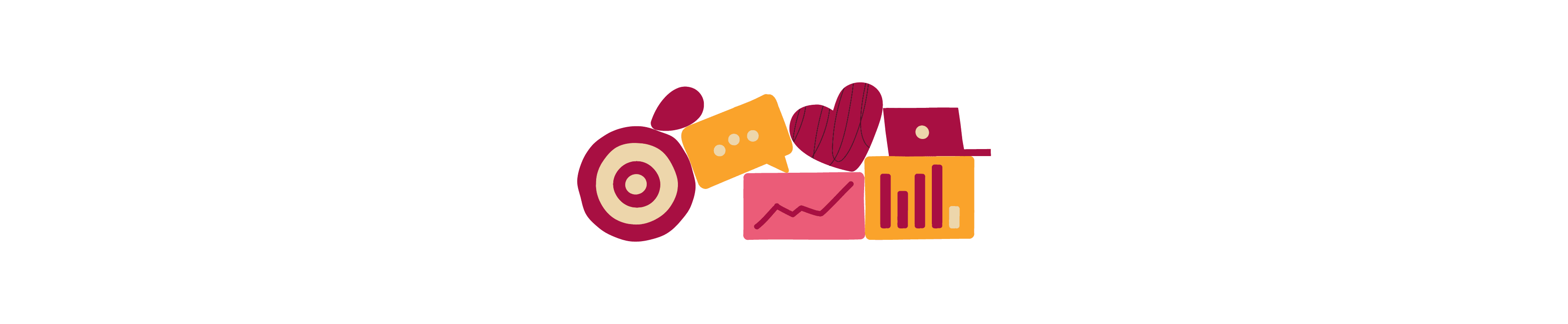 marketing elements, colorful icons representing data analysis and target setting