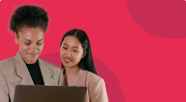 women-collaborating-laptop, bright-background-engagement