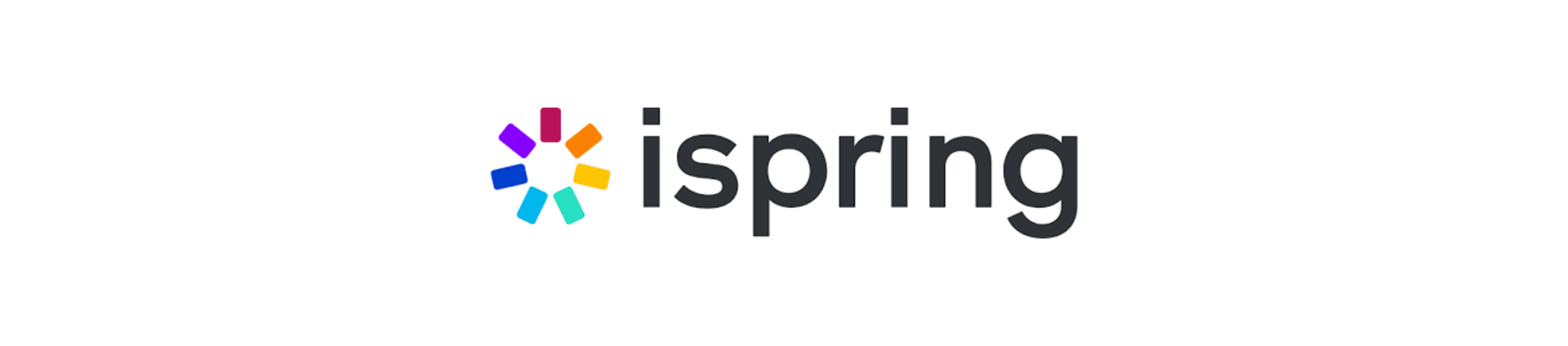 ispring logo with colorful design elements on a white background, modern design showcasing vibrant colors and typography