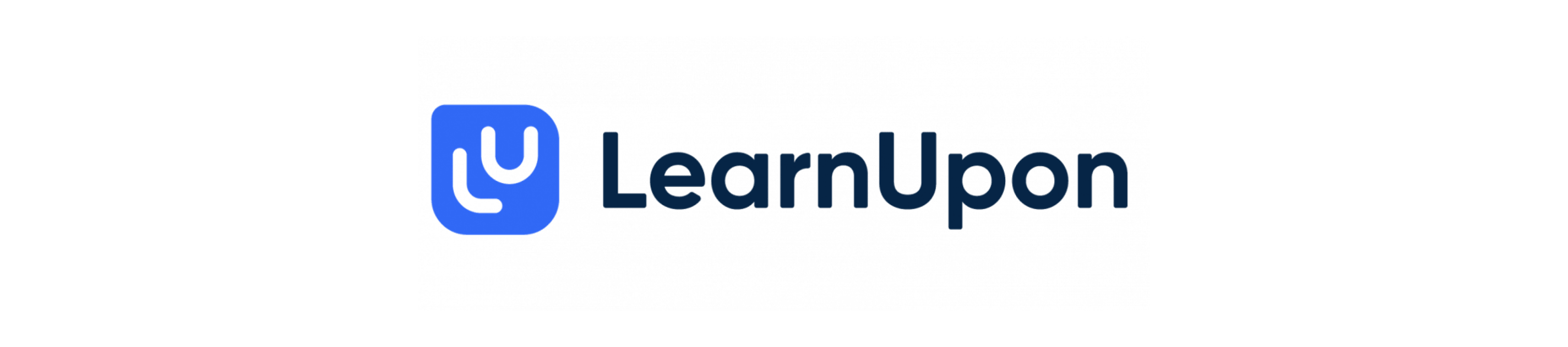 LearnUpon logo design in blue, featuring a stylized "L" and clear brand name for eLearning solutions. , LearnUpon, eLearning