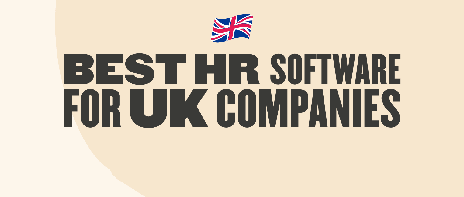 best hr software for uk companies, uk flag design and bold typography on a soft background