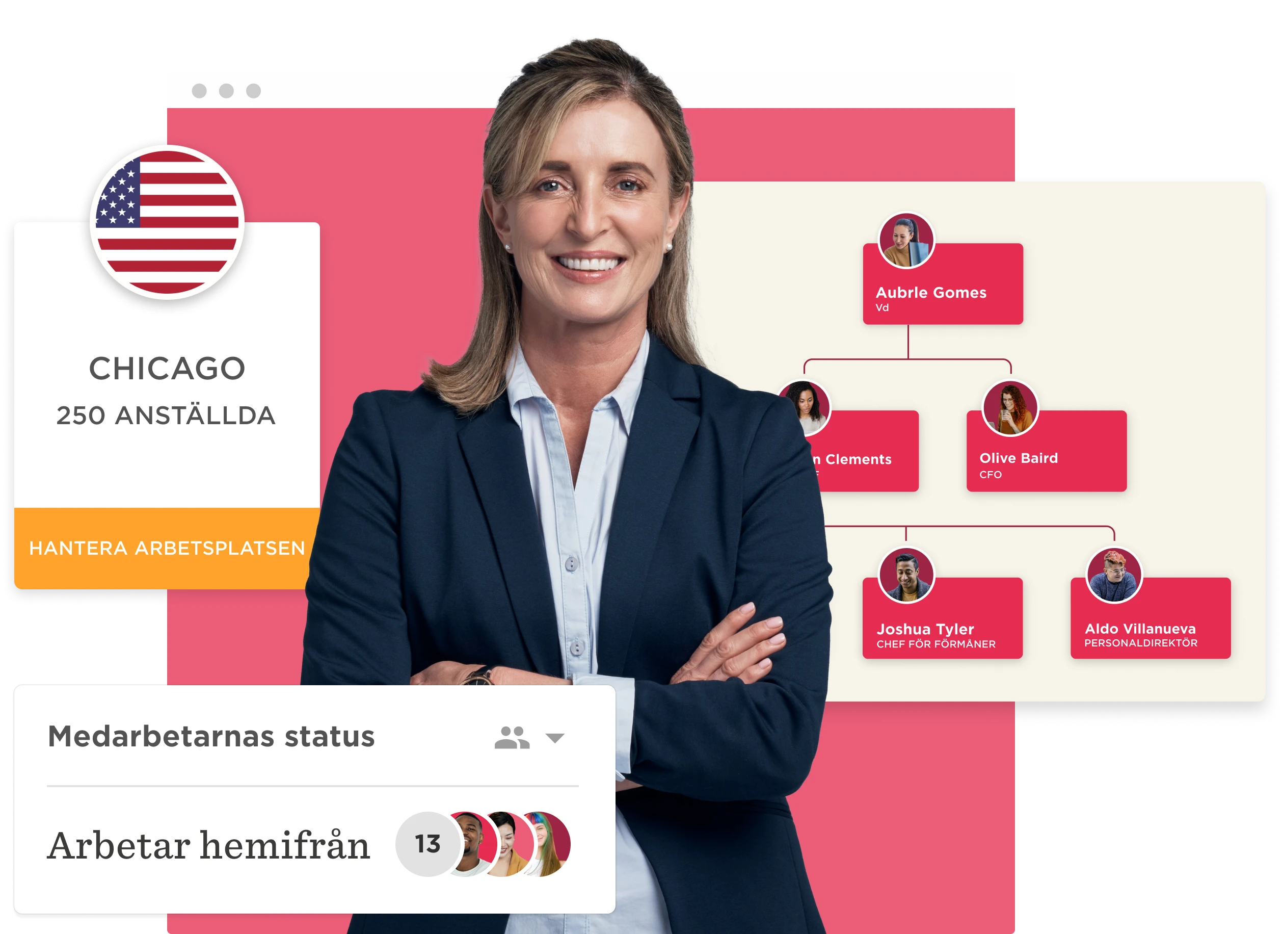 woman in business attire, corporate hierarchy chart, employee status, digital workspace management