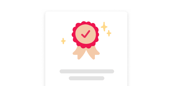 award ribbon with check mark and sparkle, bright red ribbon icon symbolizing achievement and success