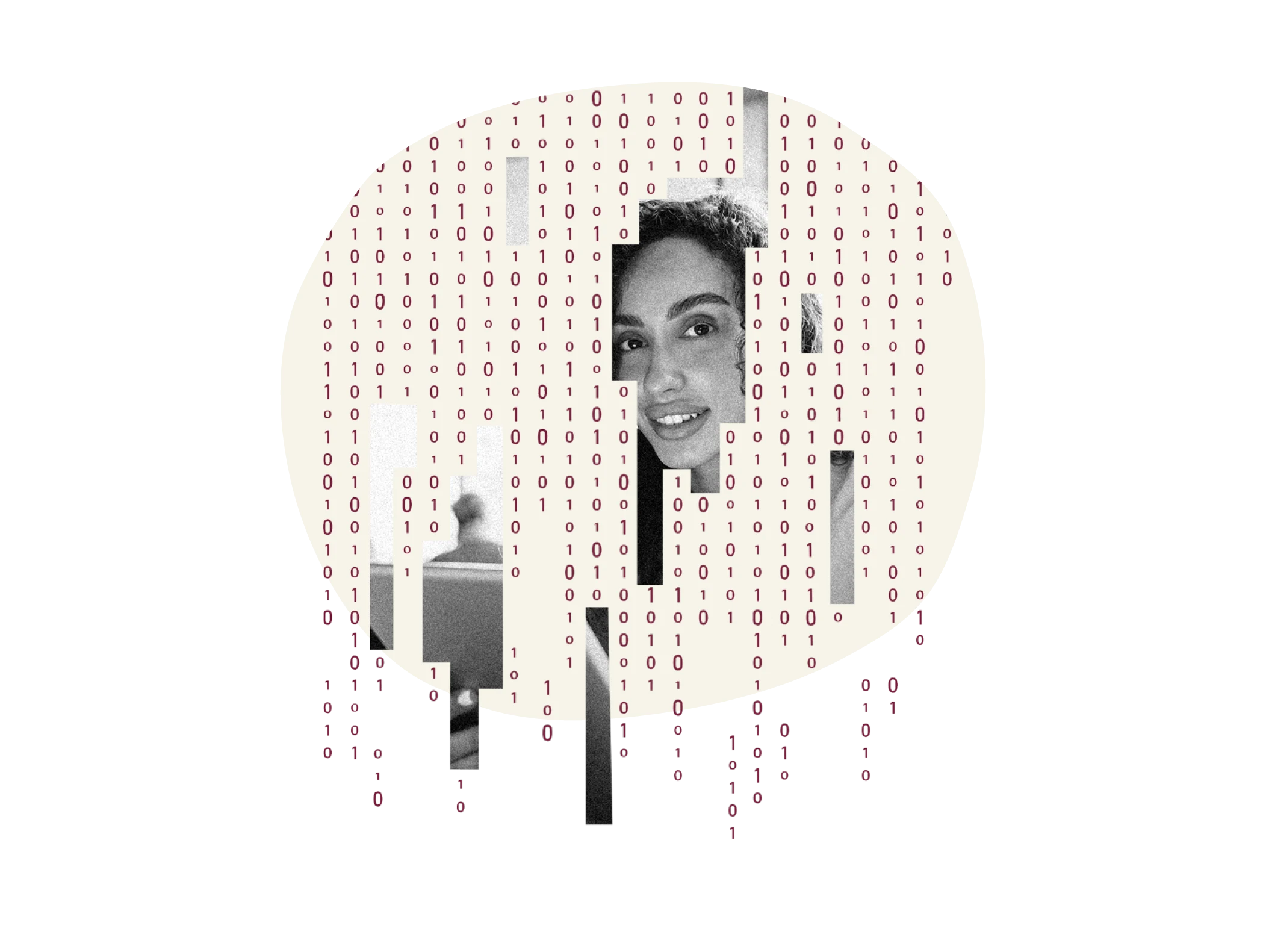 binary code, face silhouette