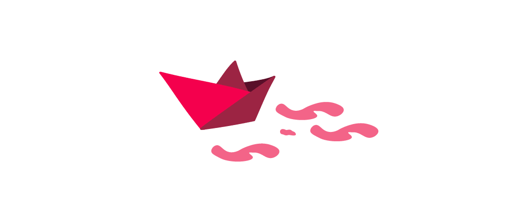 paper boat illustration with pink currency symbols floating nearby, colorful paper boat graphic representing finance concepts