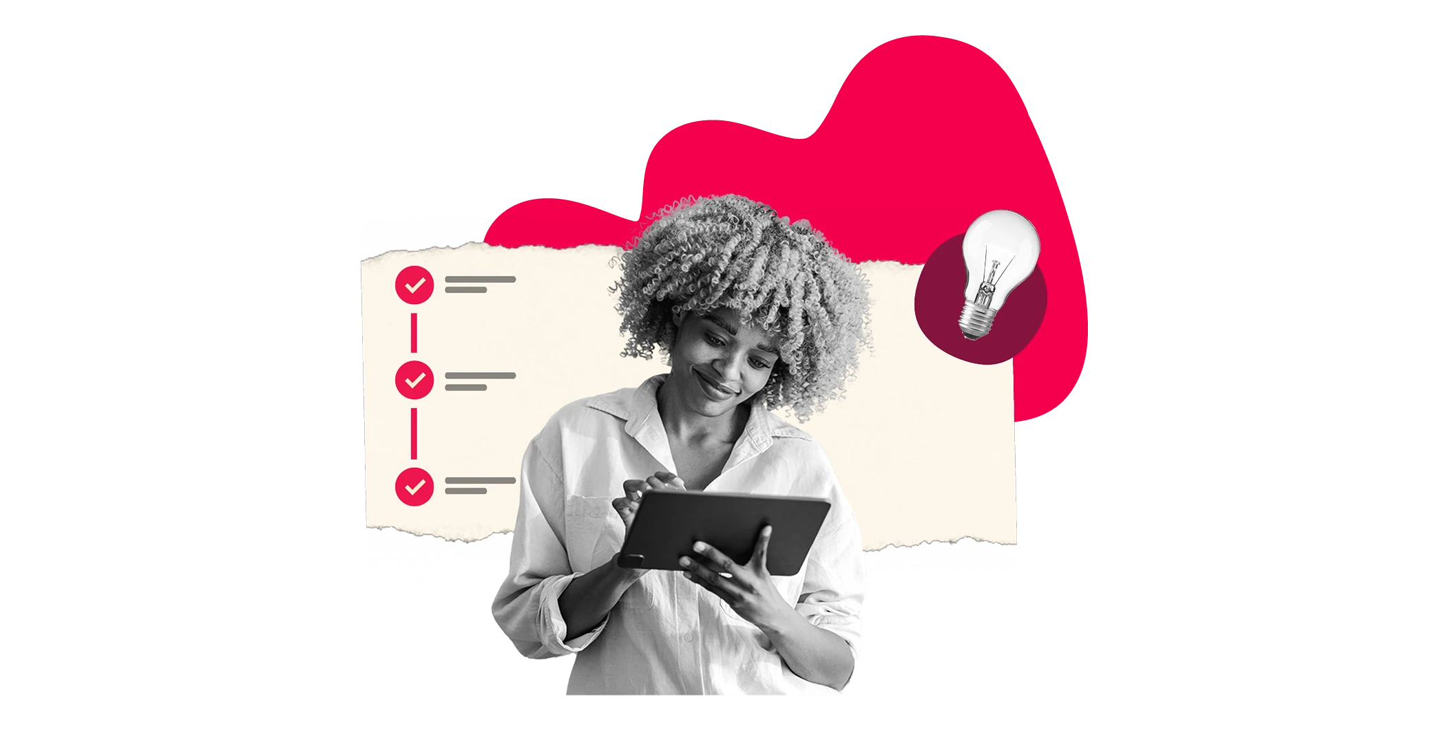 business woman, checklist tablet