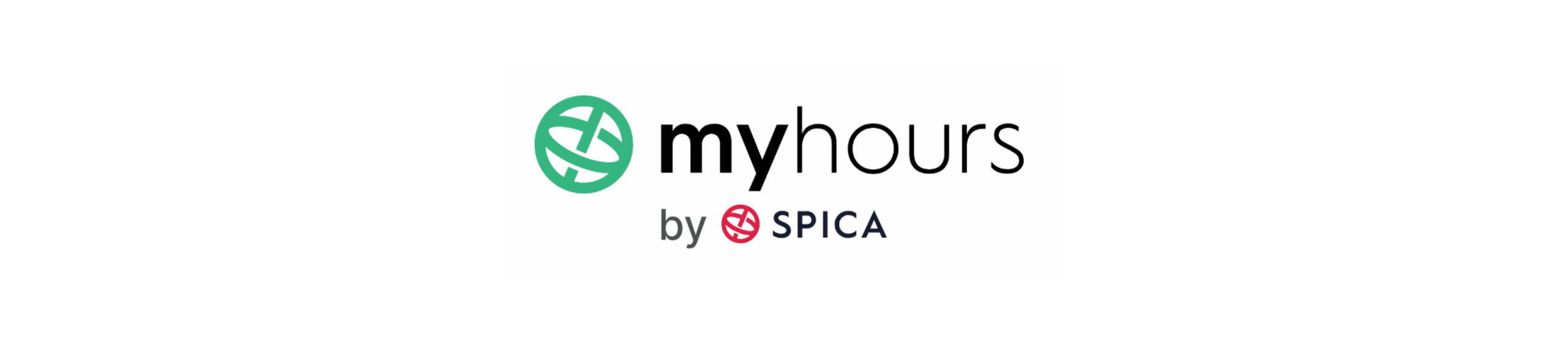 myhours logo by Spica displaying a green globe symbol, emphasizing time tracking solutions for businesses, myhours time management software logo, Spica branding