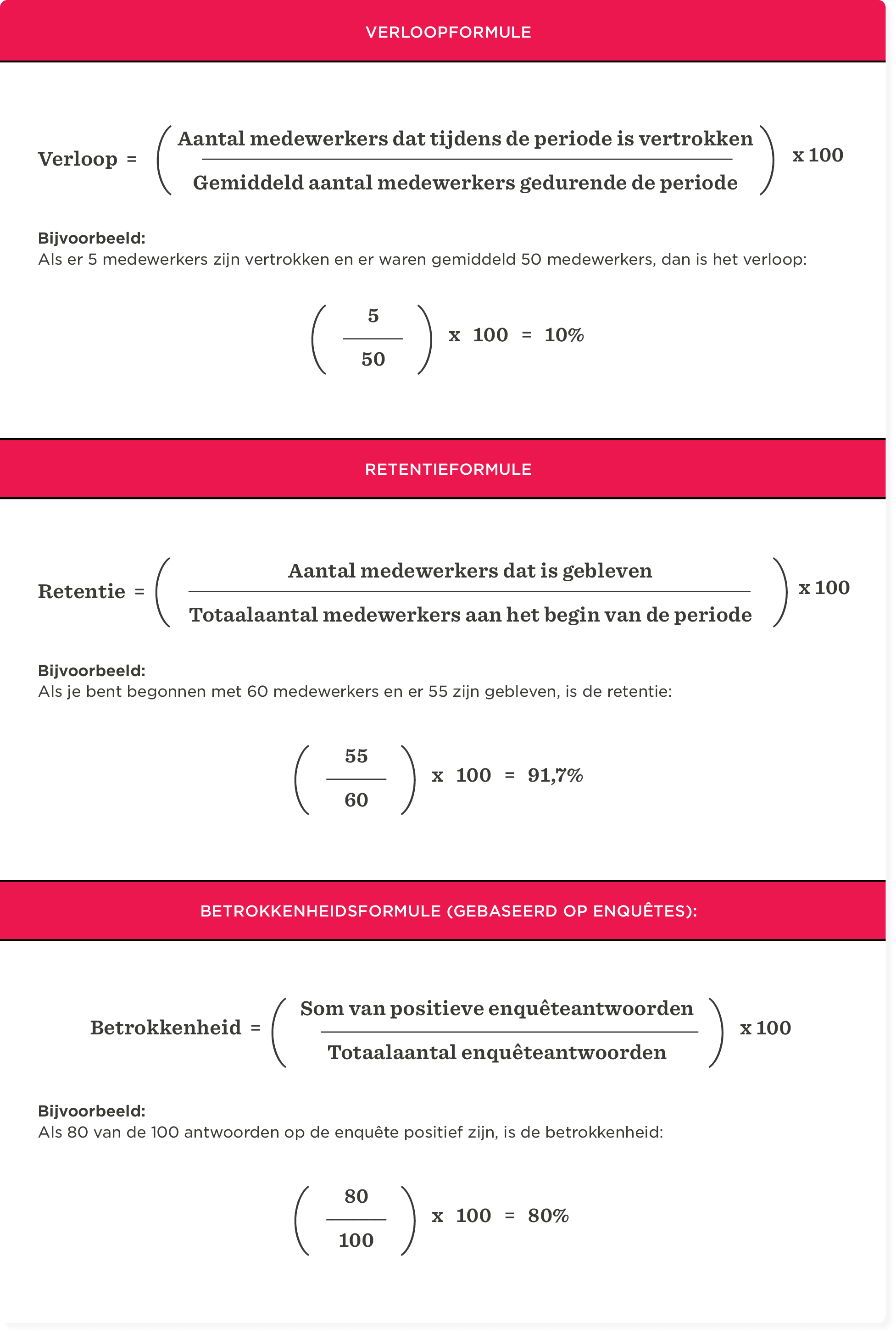 verloopformule, retentieformule, betrokkenheidsformule
