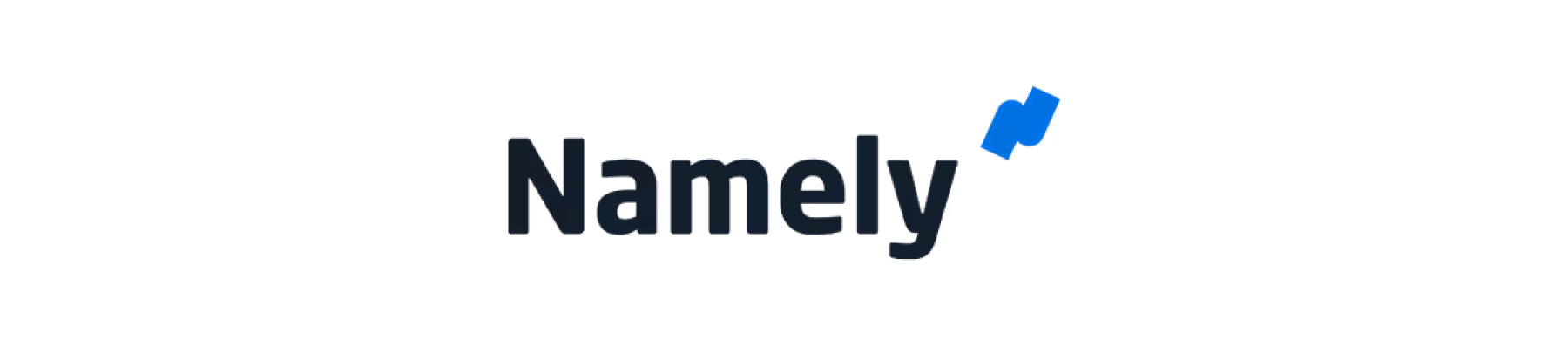 Namely logo featuring a bold font with a stylized blue icon representing organization and efficiency, Modern HR software logo for business solutions