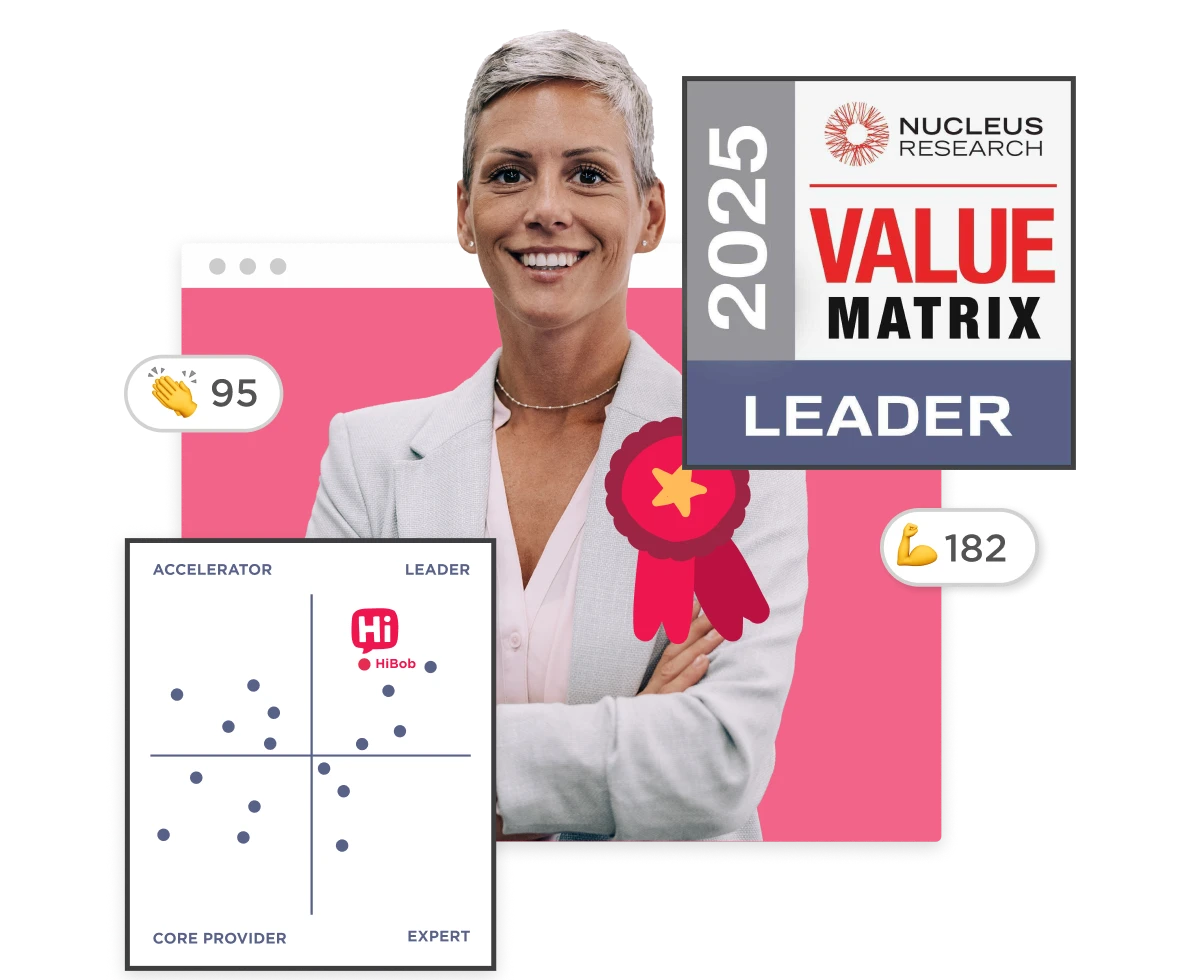 businesswoman, Nucleus Research Value Matrix leader illustration