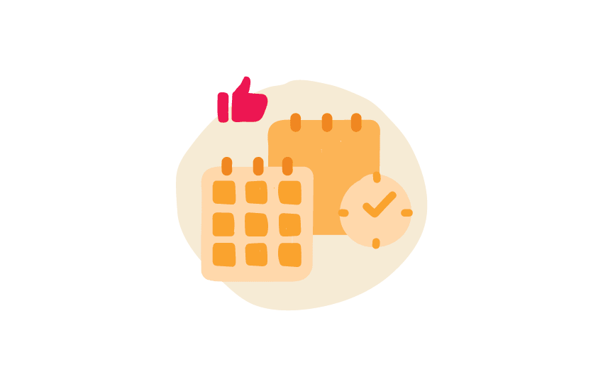 calendar, checkmark, thumbs-up