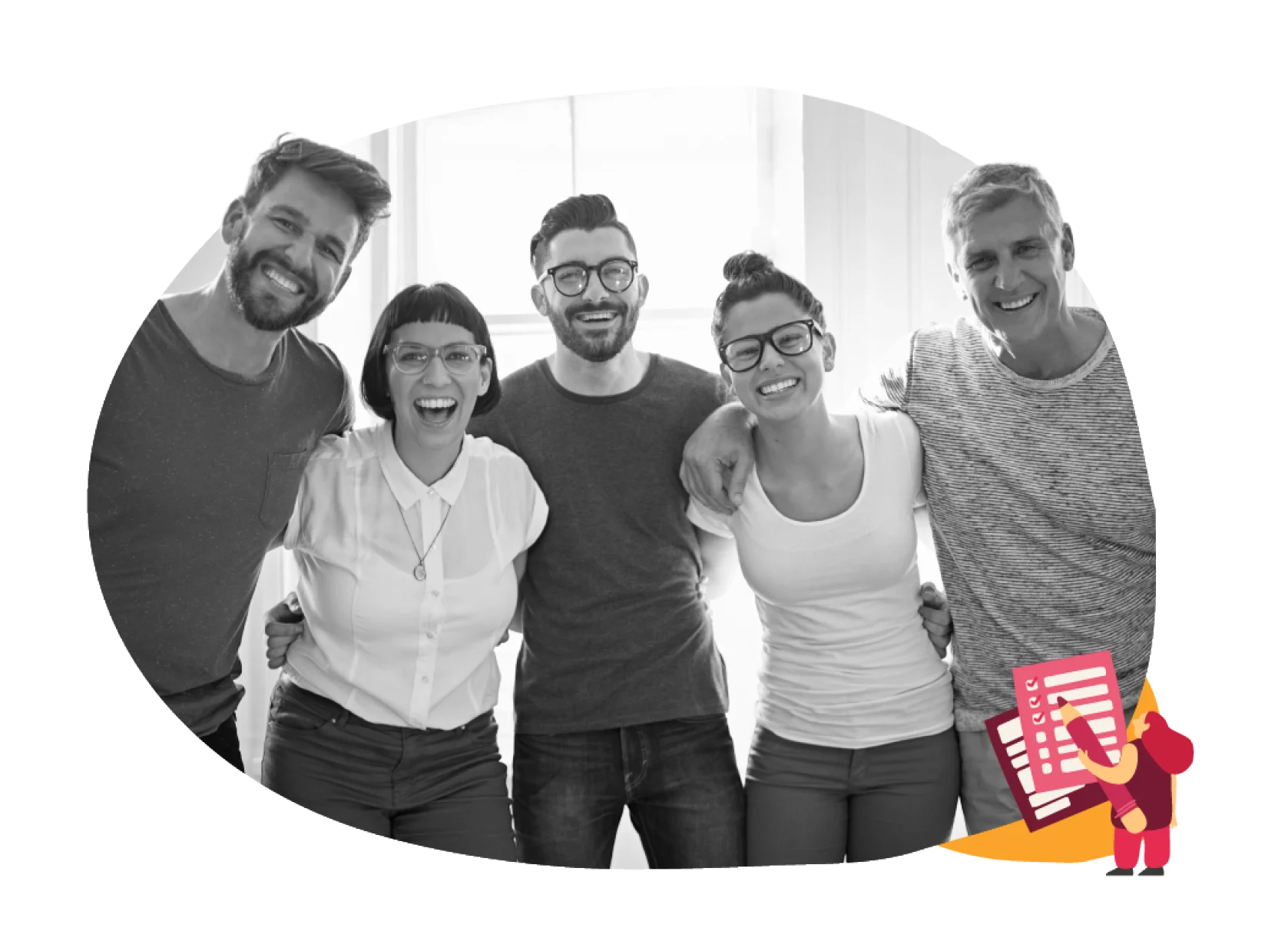 friends-group-smiling, team-portrait-bright-window