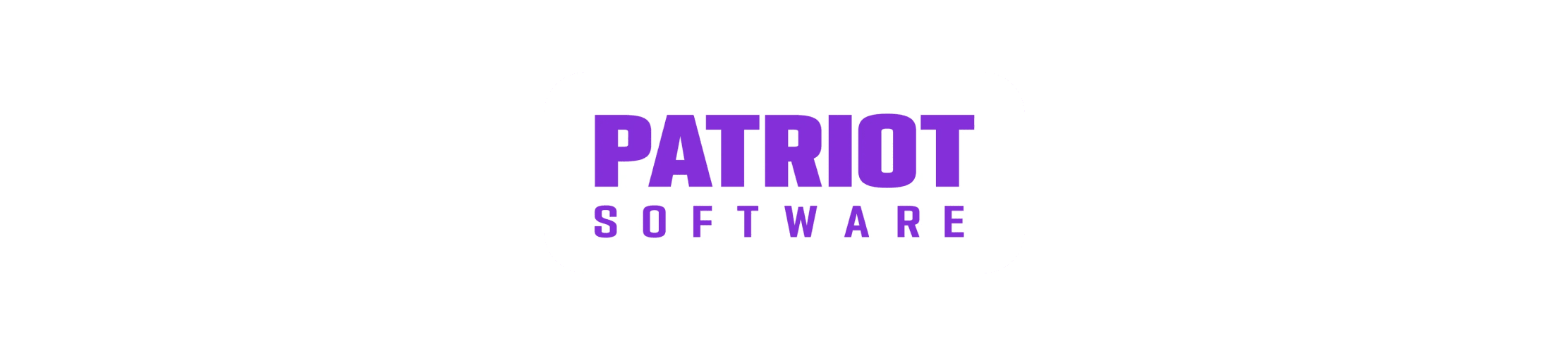 PATRIOT SOFTWARE logo in bold purple letters on a white background, showcasing modern design elements., Software logo for employment solutions.