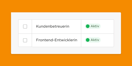 Kundenbetreuerin und Frontend-Entwicklerin mit Aktiv-Status in modernem Design, checklist, status-indicators