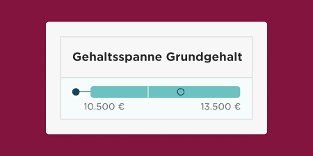 Gehaltsspanne Grundgehalt Slider mit Werten zwischen 10.500 € und 13.500 € für Gehaltsanalyse, Gehaltsspanne Slider für Gehaltsvergleich