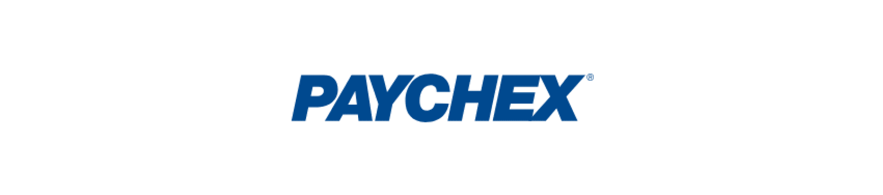 PAYCHEX logo in bold blue on a white background, representing payroll and HR solutions, Blue lettering of PAYCHEX, emphasizing business services