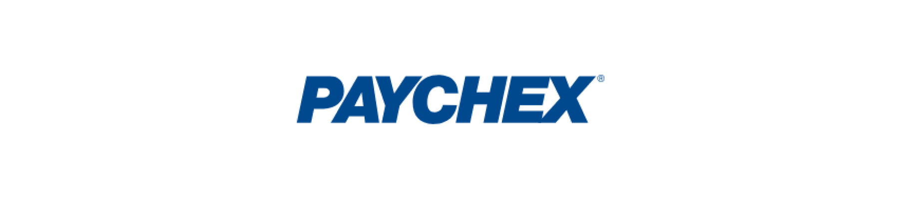 PAYCHEX logo in bold blue letters on a white background, representing payroll and human resource solutions, Corporate branding and identity for PAYCHEX services.