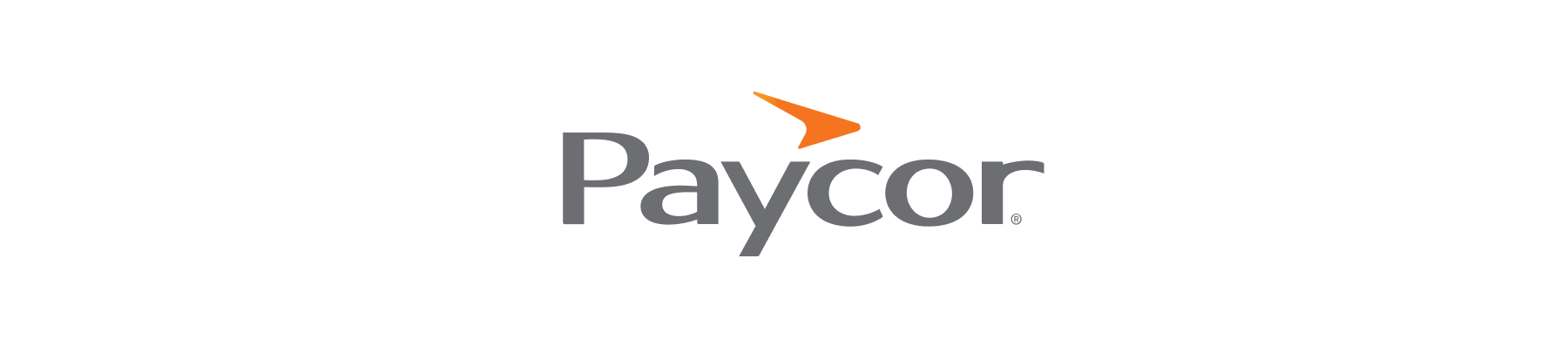 Paycor logo with distinctive orange arrow, symbolizing innovative HR and payroll solutions for businesses, Brand identity of Paycor displaying modern design elements.
