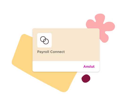 Payroll Connect card design featuring icons and colorful elements for engaging user interaction. Bright colors and clear text.