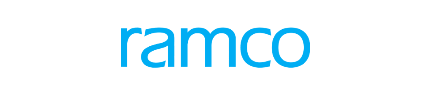 ramco logo in bold blue text on a black background, showcasing modern design, brand identity focusing on technology and innovation