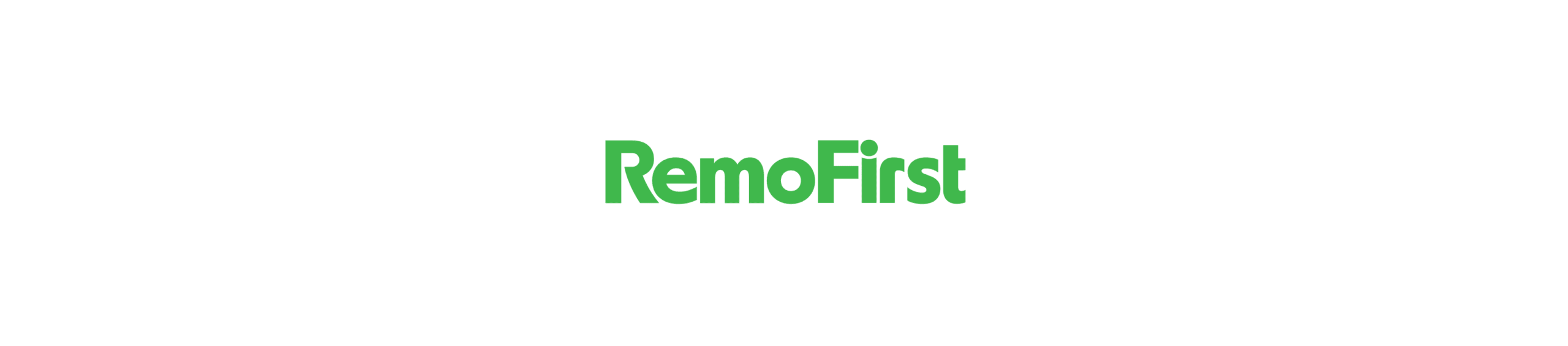 RemoFirst logo on a black background, featuring bold green text for brand visibility and recognition. , RemoFirst, LogoDesign