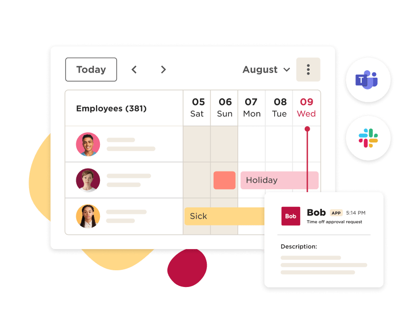 calendar, employees, timeoffrequests, teamcommunication