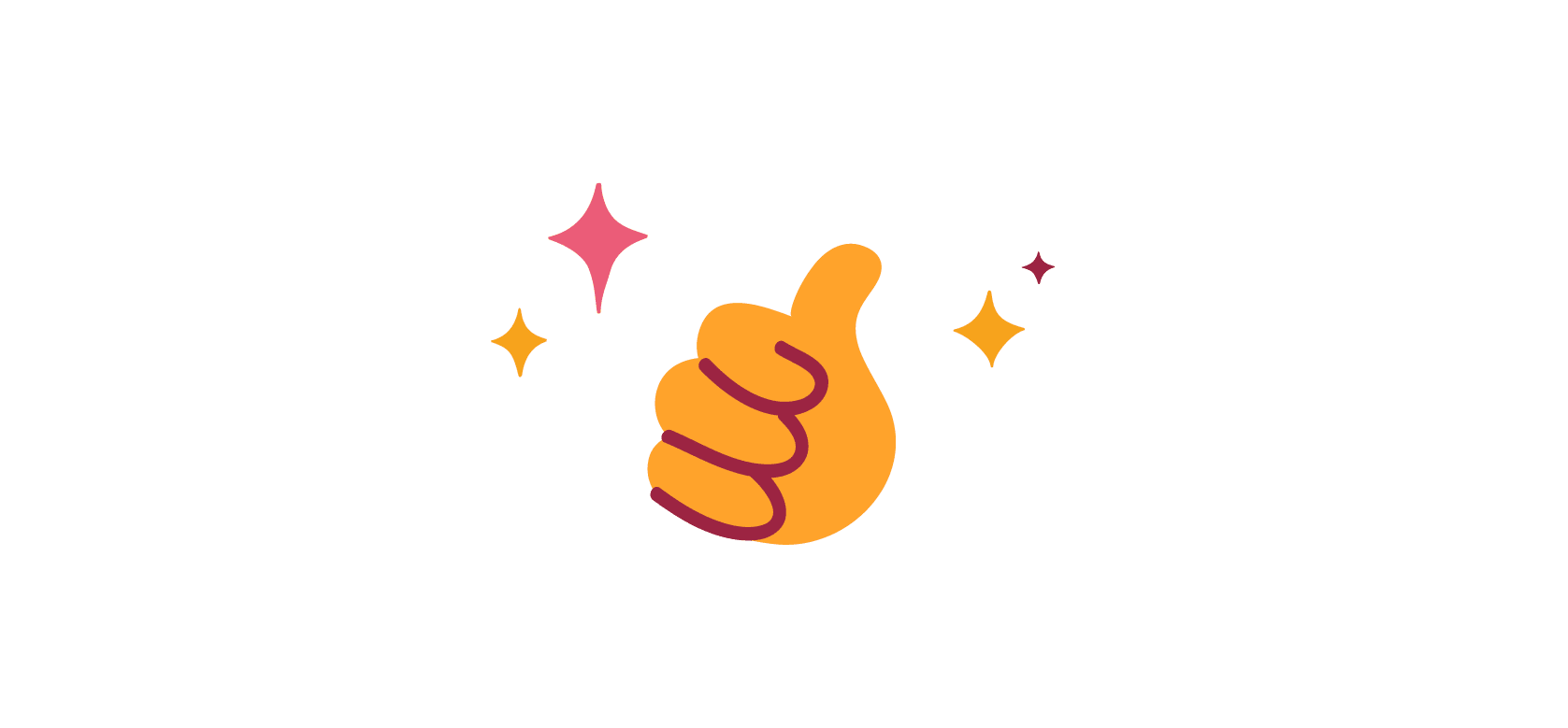 thumbs up emoji with sparkling stars in a bright, cheerful design, cheerful thumbs up icon symbolizing positivity and approval