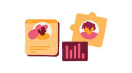 profile cards, data visualization