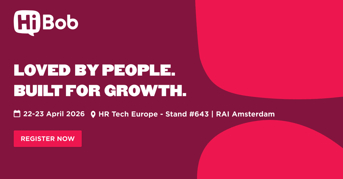 HiBob event promotion with dates, location, tagline, and registration call-to-action. Engage at HR Tech Europe 2026. hiBob, HRTechEurope2026