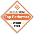 SourceForge Top Performer badge for Winter 2024, featuring an orange diamond shape with stars., Award badge highlighting software excellence.
