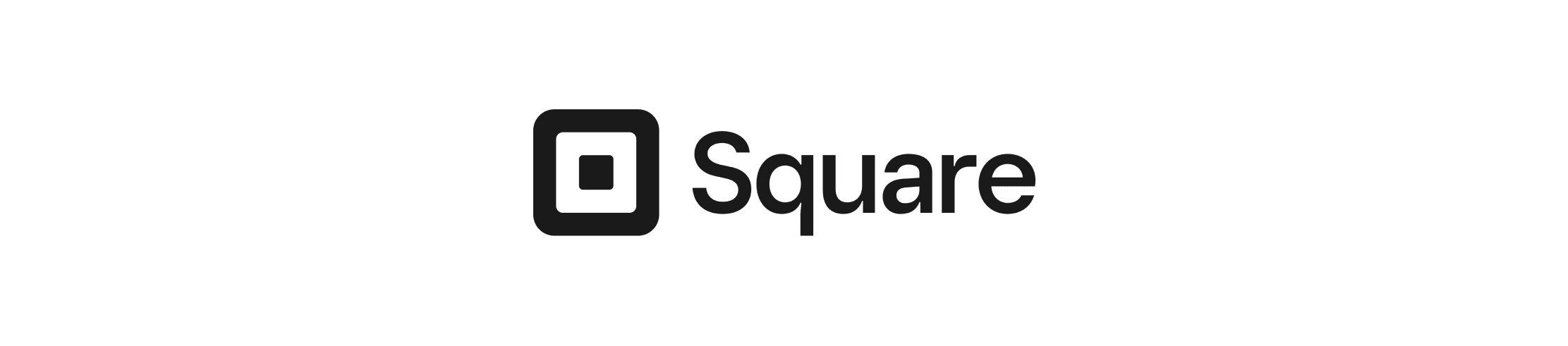 Square logo in sleek black design featuring a distinctive square icon with 'Square' text beside it. Digital payment brand.