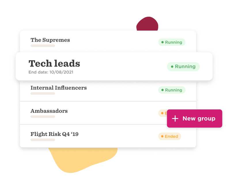 tech leads internal influencers ambassador tasks management, running group status chart design elements illustration