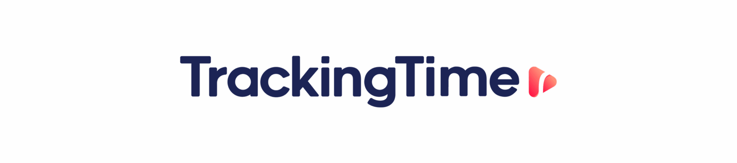 TrackingTime logo featuring bold blue typography and a red play icon, symbolizing time management and productivity tools. , TrackingTime, logo
