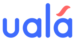 ualá logo in blue and red, showcasing modern design for financial services, stylish logo representing innovative fintech solutions