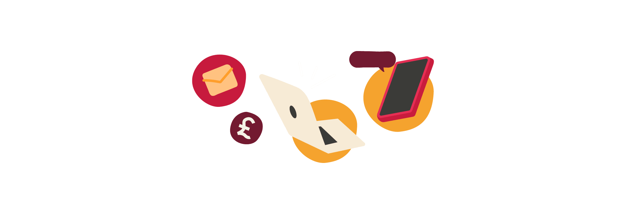 laptop-envelope-phone-icons, communication-technology-illustration