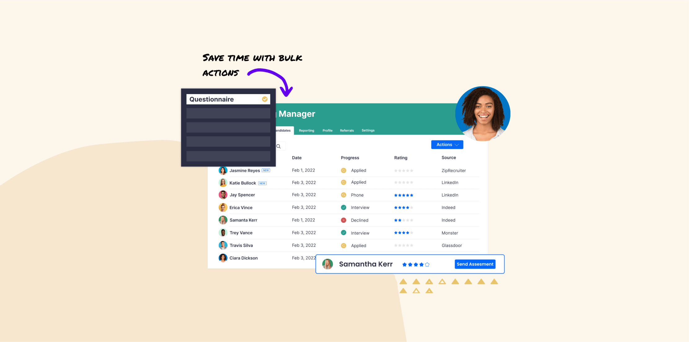 recruitment dashboard, candidate management interface
