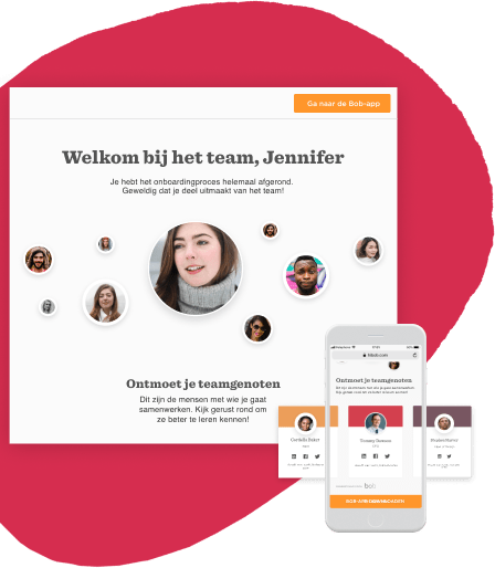 Welkom bij het team, Jennifer!, Ontmoet je teamgenoten met de Bob-app voor effectieve samenwerking en interactie.