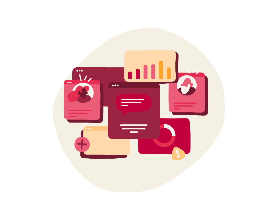 social media interface, digital communication elements
