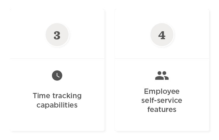 3, 4, time tracking capabilities, employee self-service features