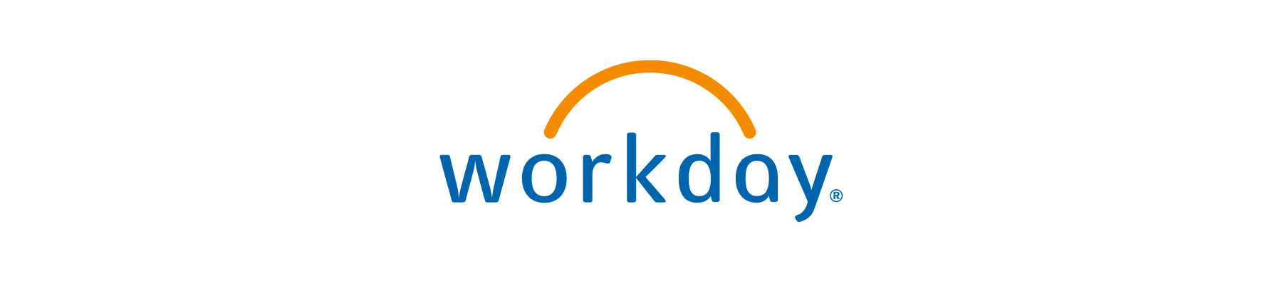 workday logo with blue text and orange arc, representing innovative solutions in human resources, modern logo design for enterprise software