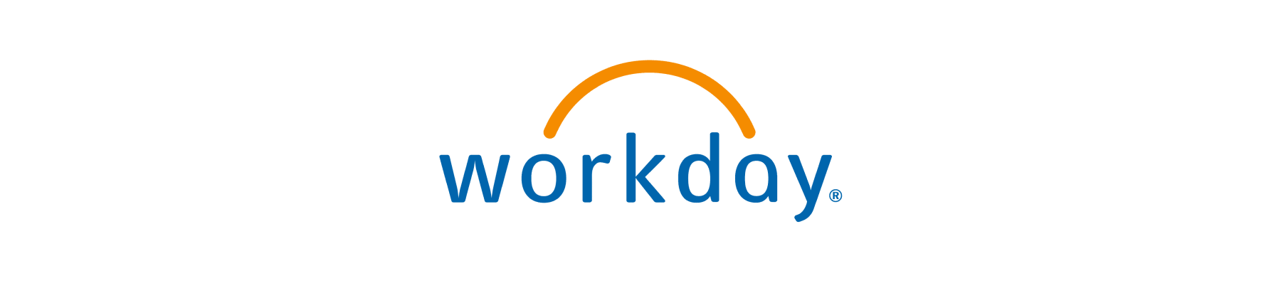workday logo with stylized sun arc and blue text, representing a modern cloud-based solutions company, dynamic and innovative brand identity