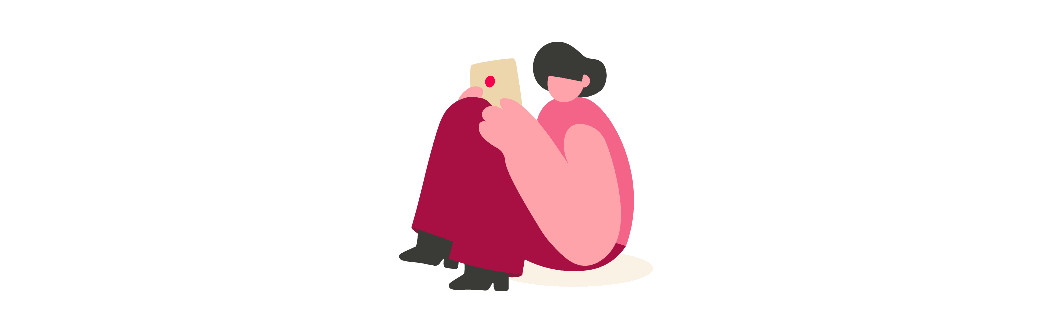 person sitting with phone in hand, colorful abstract design, minimalistic, emphasizing comfort and engagement, digital interaction, illustration